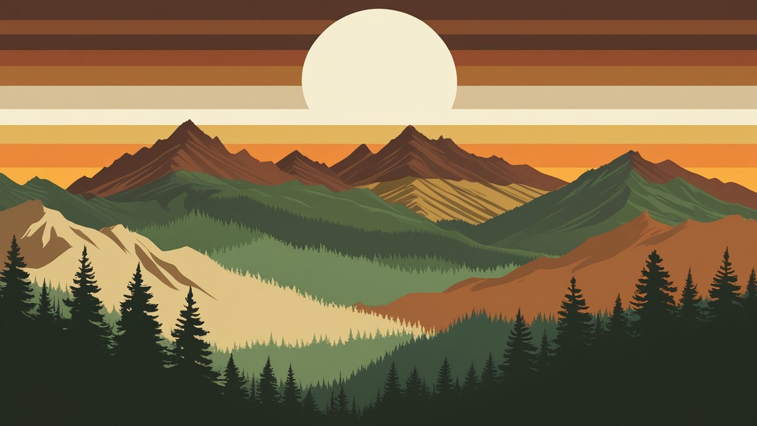 Mountain landscape at sunset